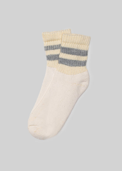 The Mono Stripe Quarter Crew- Heather Grey