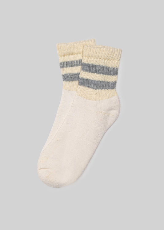 The Mono Stripe Quarter Crew - Grey Heather