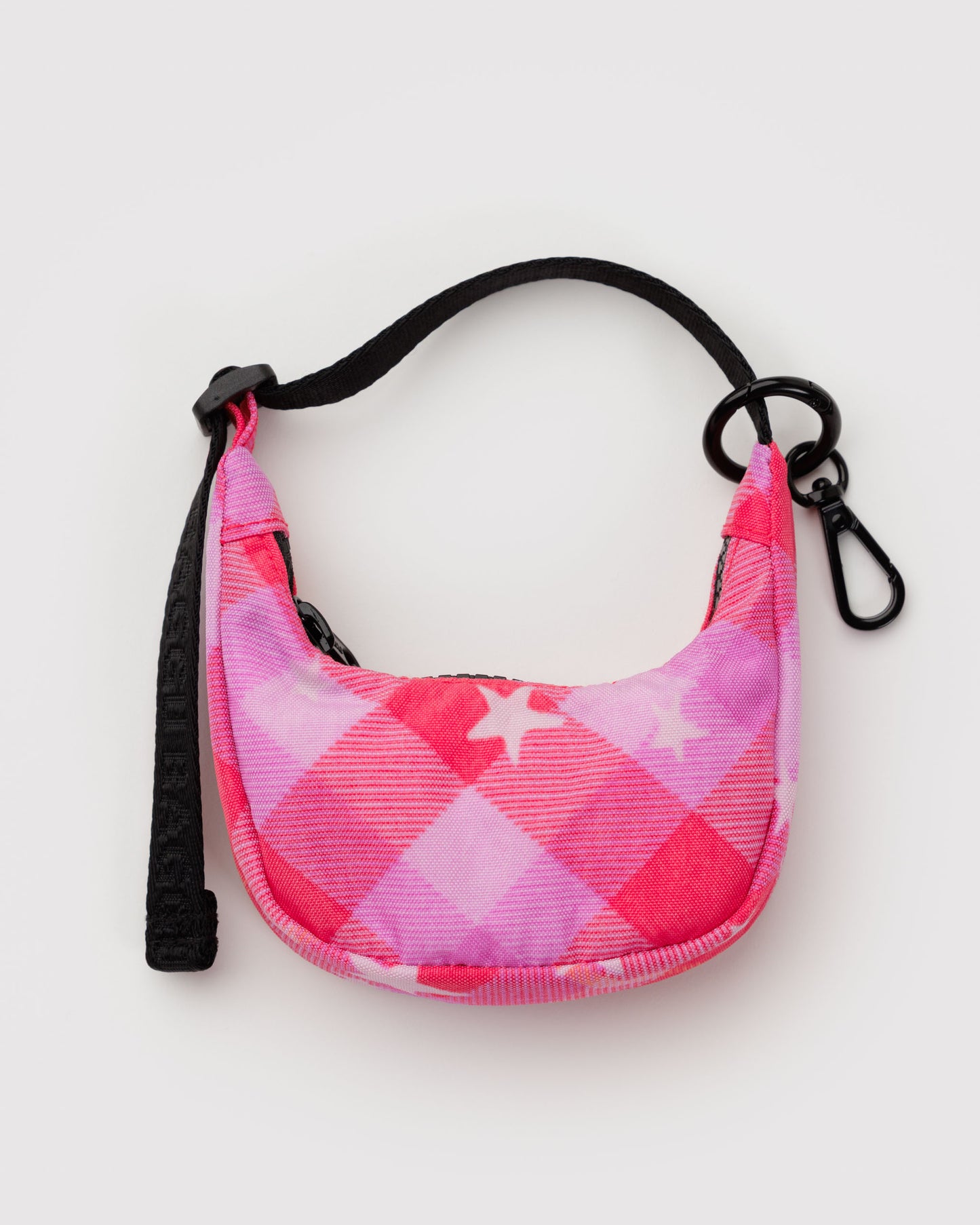 Pink Star Plaid - Crescent Bag Charm