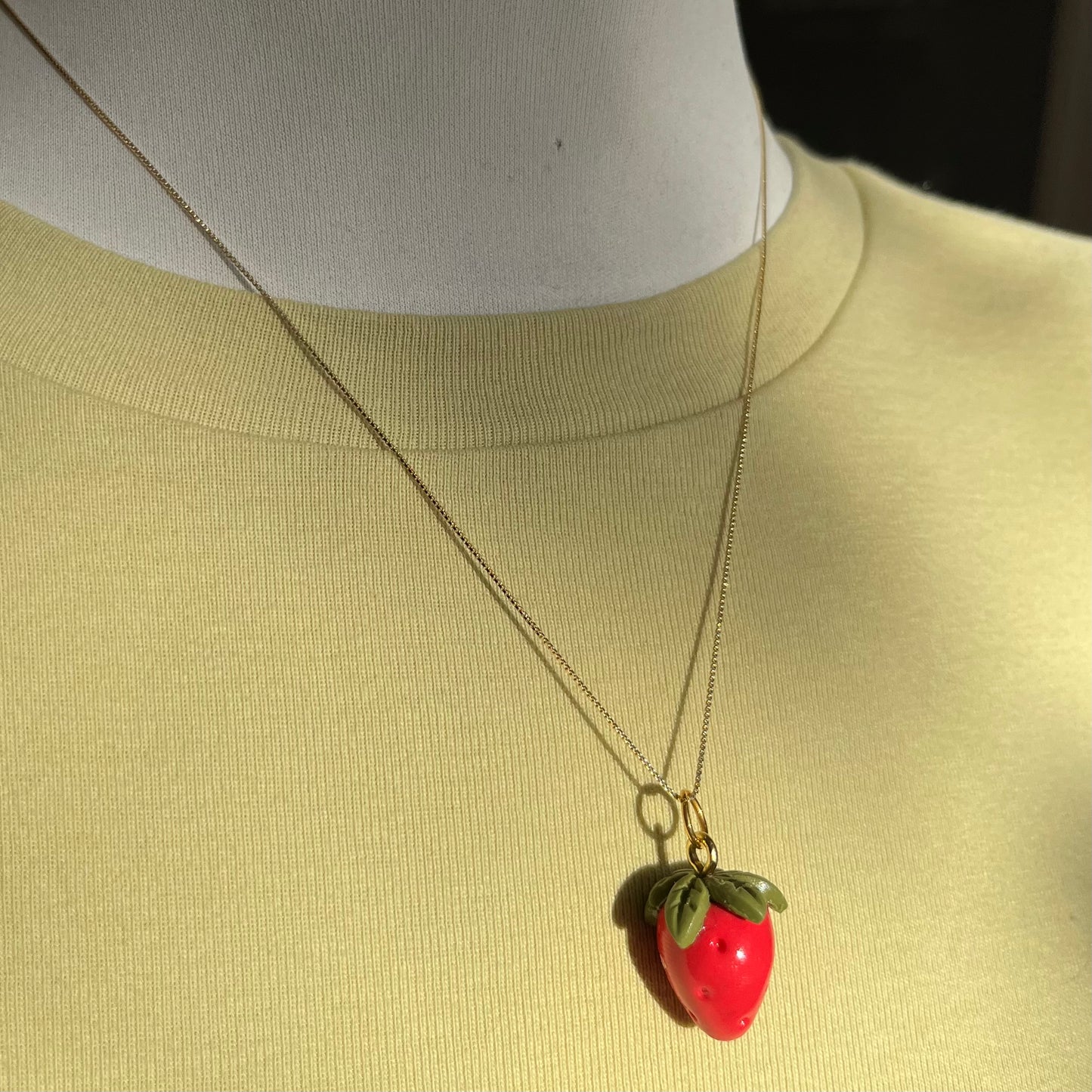 Strawberry Charm - 18" 18k Gold Filled Thin Chain