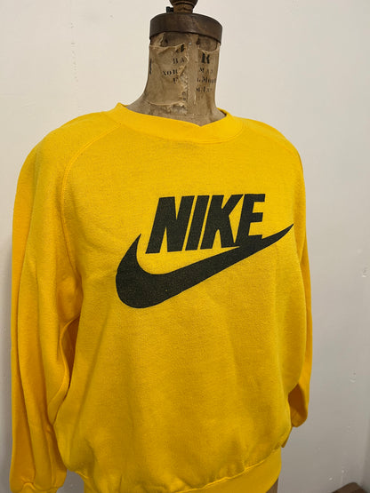 80s Nike Swoosh Yellow Crewneck Pullover