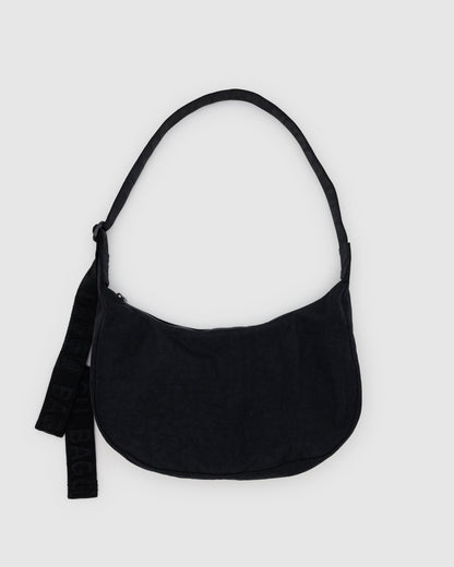 Black - Medium Nylon Crescent Bag