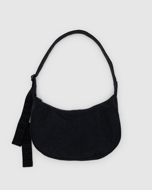 Black - Medium Nylon Crescent Bag