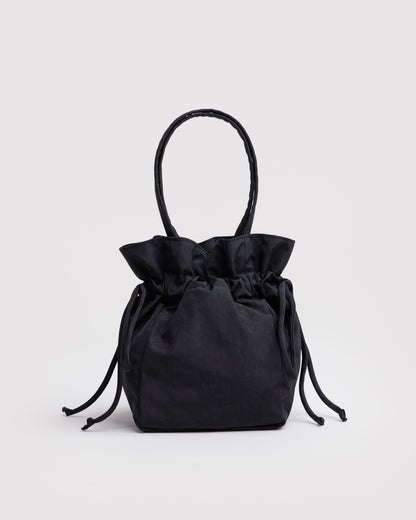 Black - Nylon Drawstring Bag