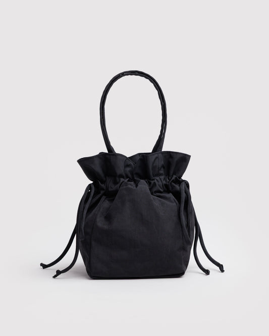 Black - Nylon Drawstring Bag