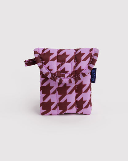 Pink Houndstooth - Puffy Ear Buds Case