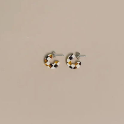 Checkered Mali Mini Hoop Earrings