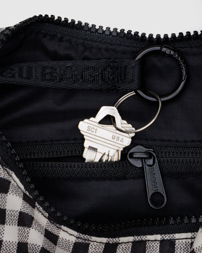 Black & White Gingham - Small Nylon Crescent Bag