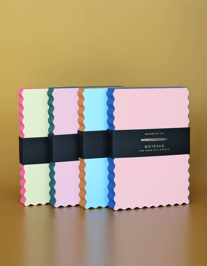 Mini Wave Shaped Notepad | Pink + Evergreen Edge