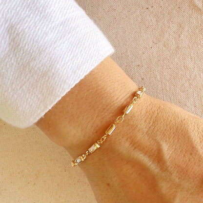 18k Gold Filled Rectangular Opal Bracelet