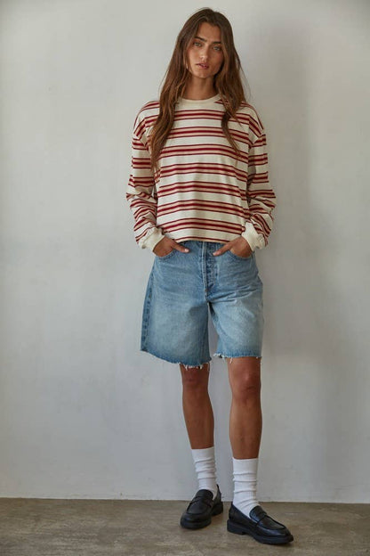 Cayley Crew Neck Striped Top