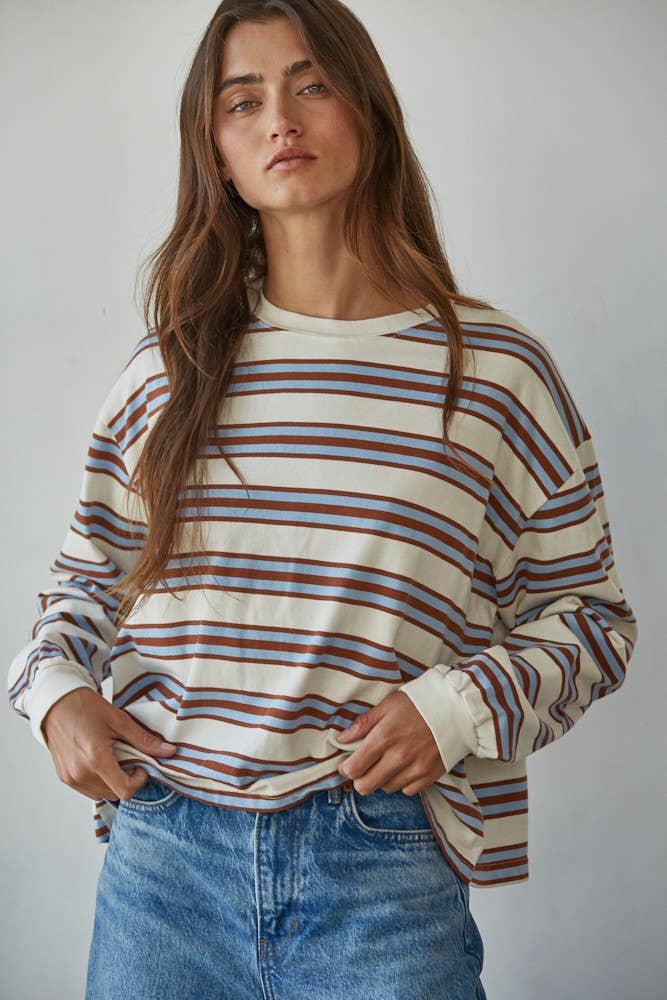 Cayley Crew Neck Striped Top