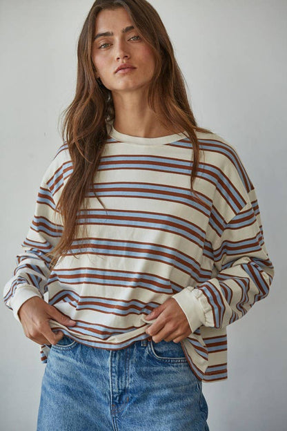 Cayley Crew Neck Striped Top