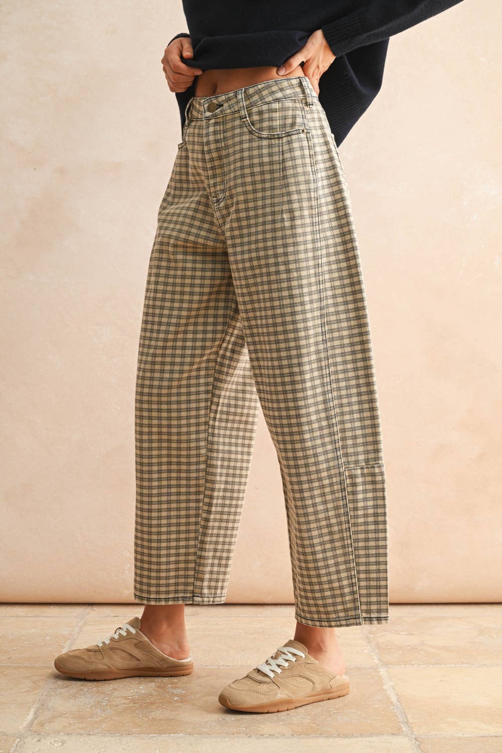 Plaid Barrel Pants