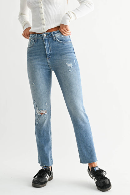 Distressed Straight Leg Jeans