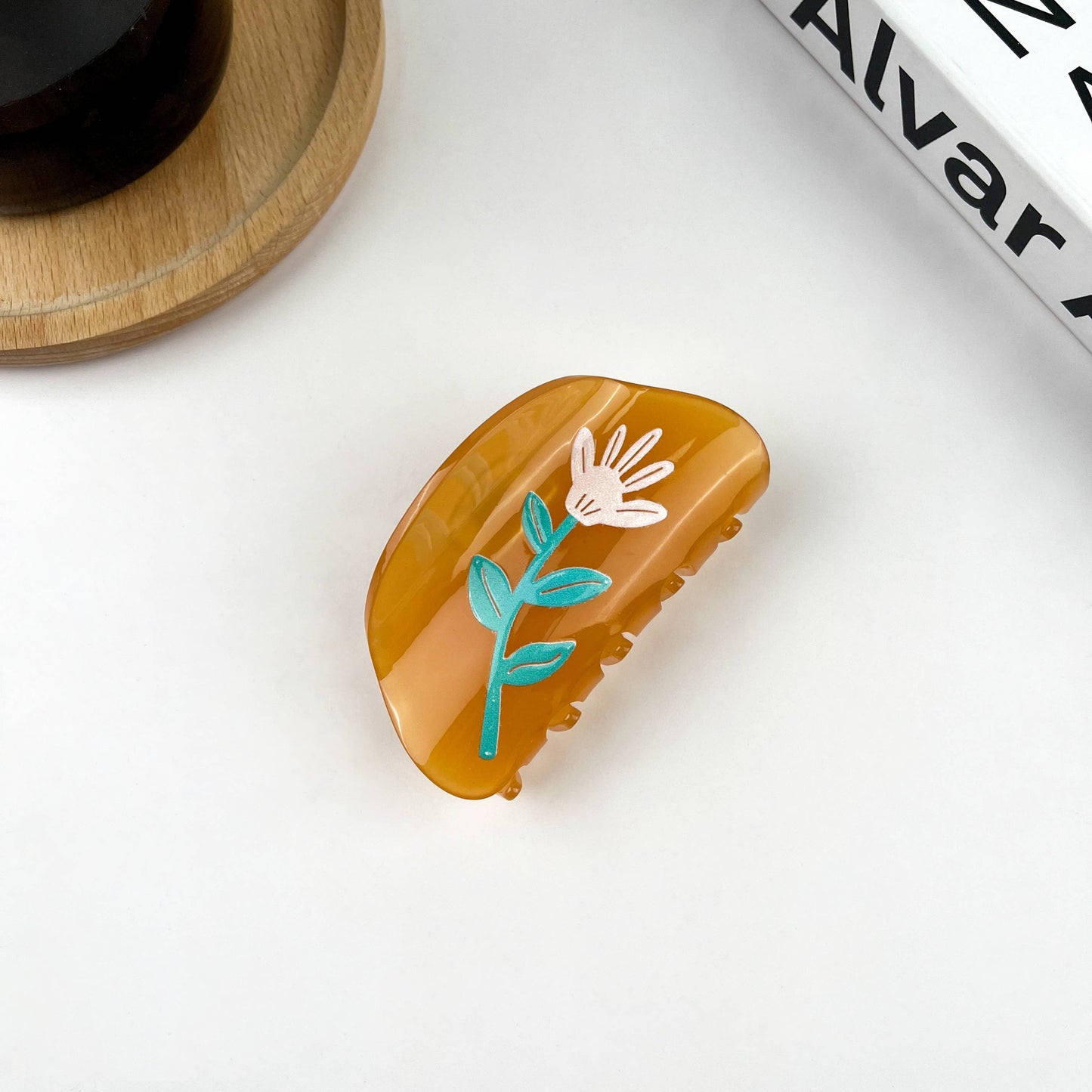 Peach Flower Claw Clip