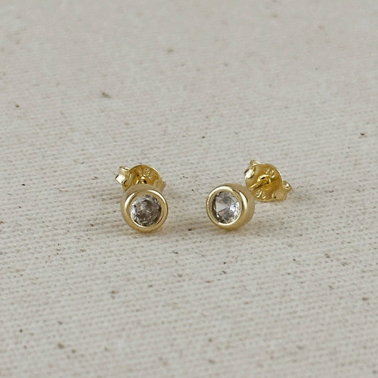 18k Gold Filled Mini CZ Zirconia Round Stud Earrings