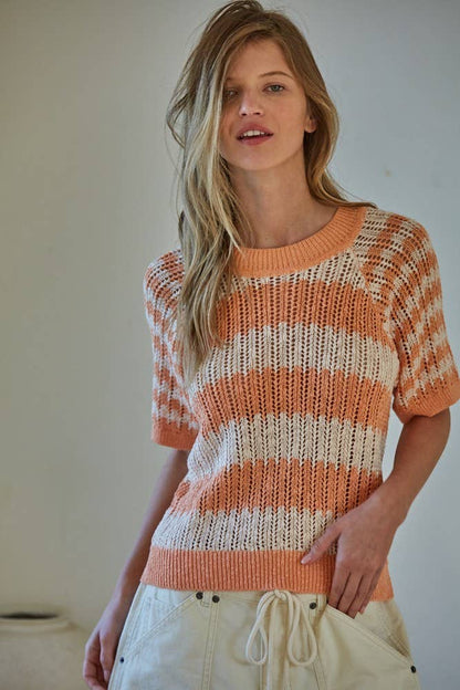 Summer By the Sea Coral Striped Sweater