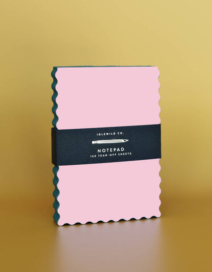 Mini Wave Shaped Notepad | Pink + Evergreen Edge