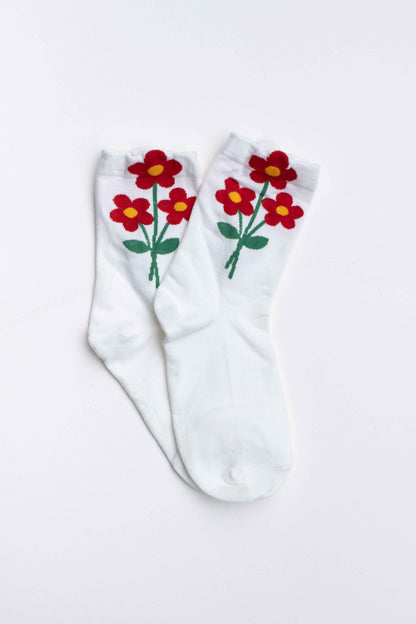 Tulip Mid Crew Socks: Set of 2: Sage & Ivory