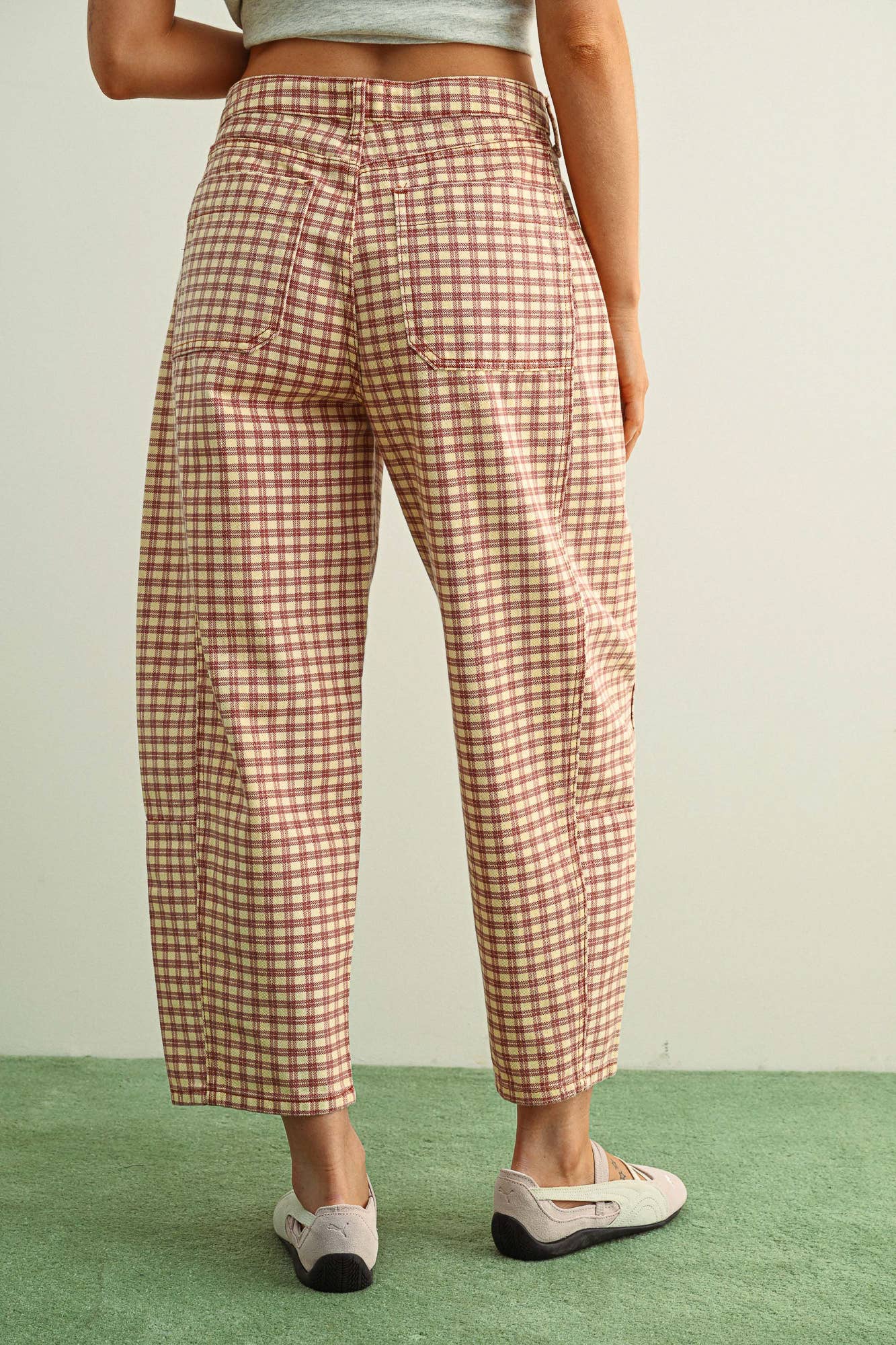 Plaid Barrel Pants
