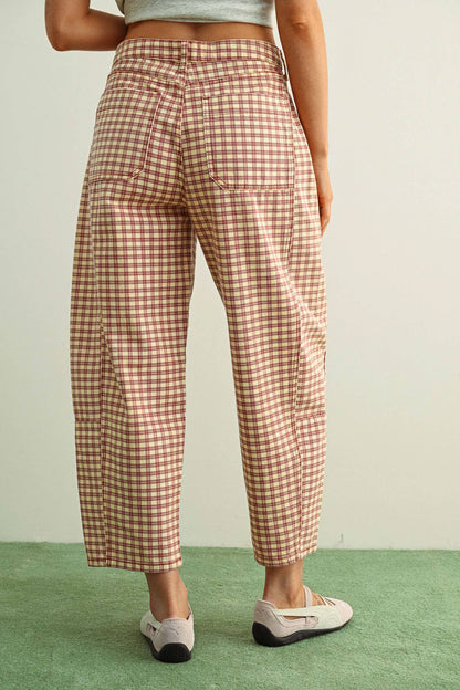 Plaid Barrel Pants