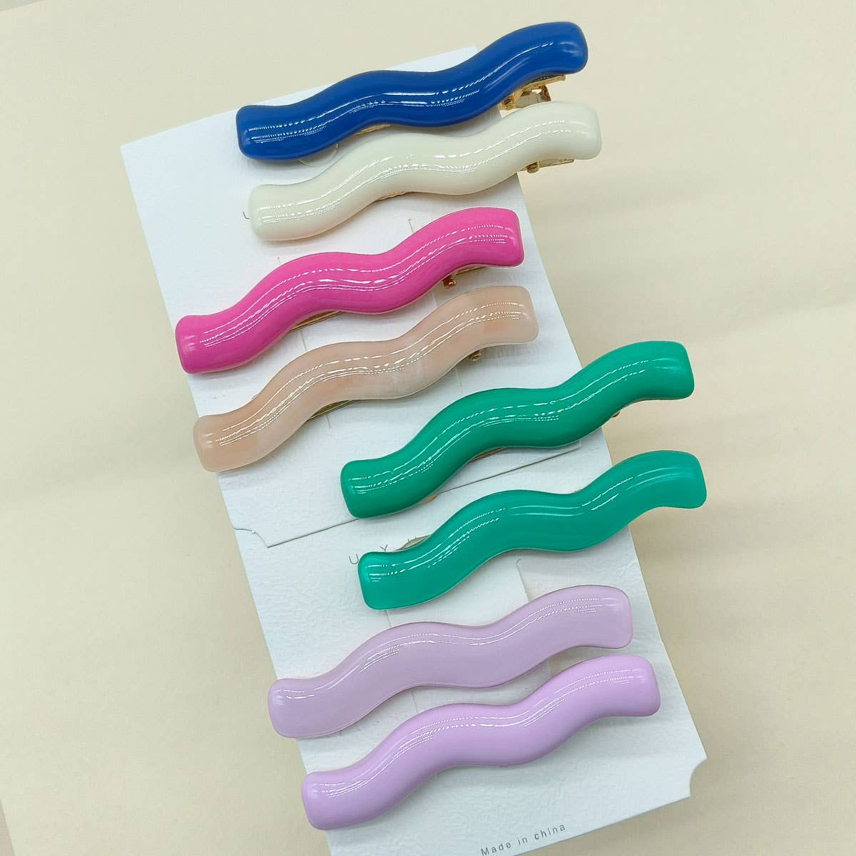 Candy Color Acrylic Wave Hair Clip Set