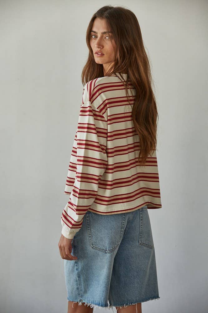 Cayley Crew Neck Striped Top