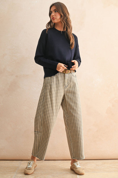 Plaid Barrel Pants