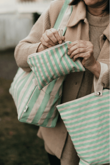 Organic Low Tote Bag - Striped Mint