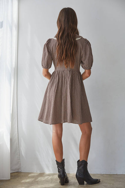 Gingham Collared Flare Dress
