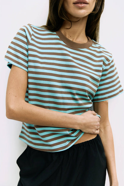 The Cooper Top | Striped T-Shirt Contrast with Neck Band