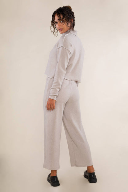 Winnie Pleated Turtleneck Top: Grey