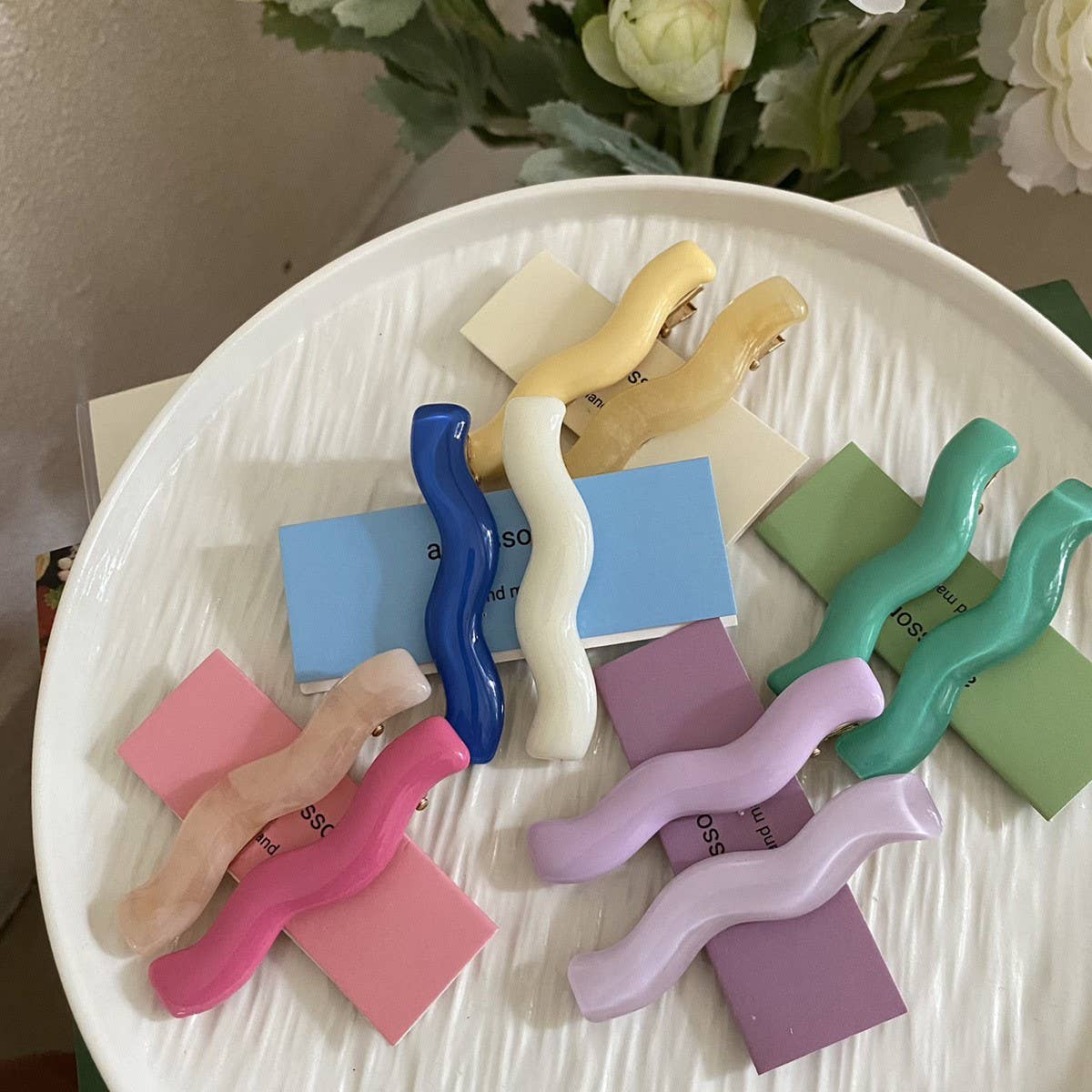 Candy Color Acrylic Wave Hair Clip Set