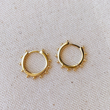 18k Gold Filled Hoop Earrings with Ball Detail