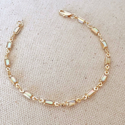 18k Gold Filled Rectangular Opal Bracelet