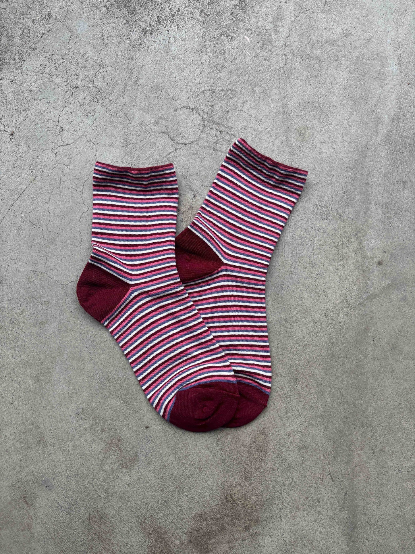 Checkerboard + Micro Stripe Sock Set: Wine + Beige