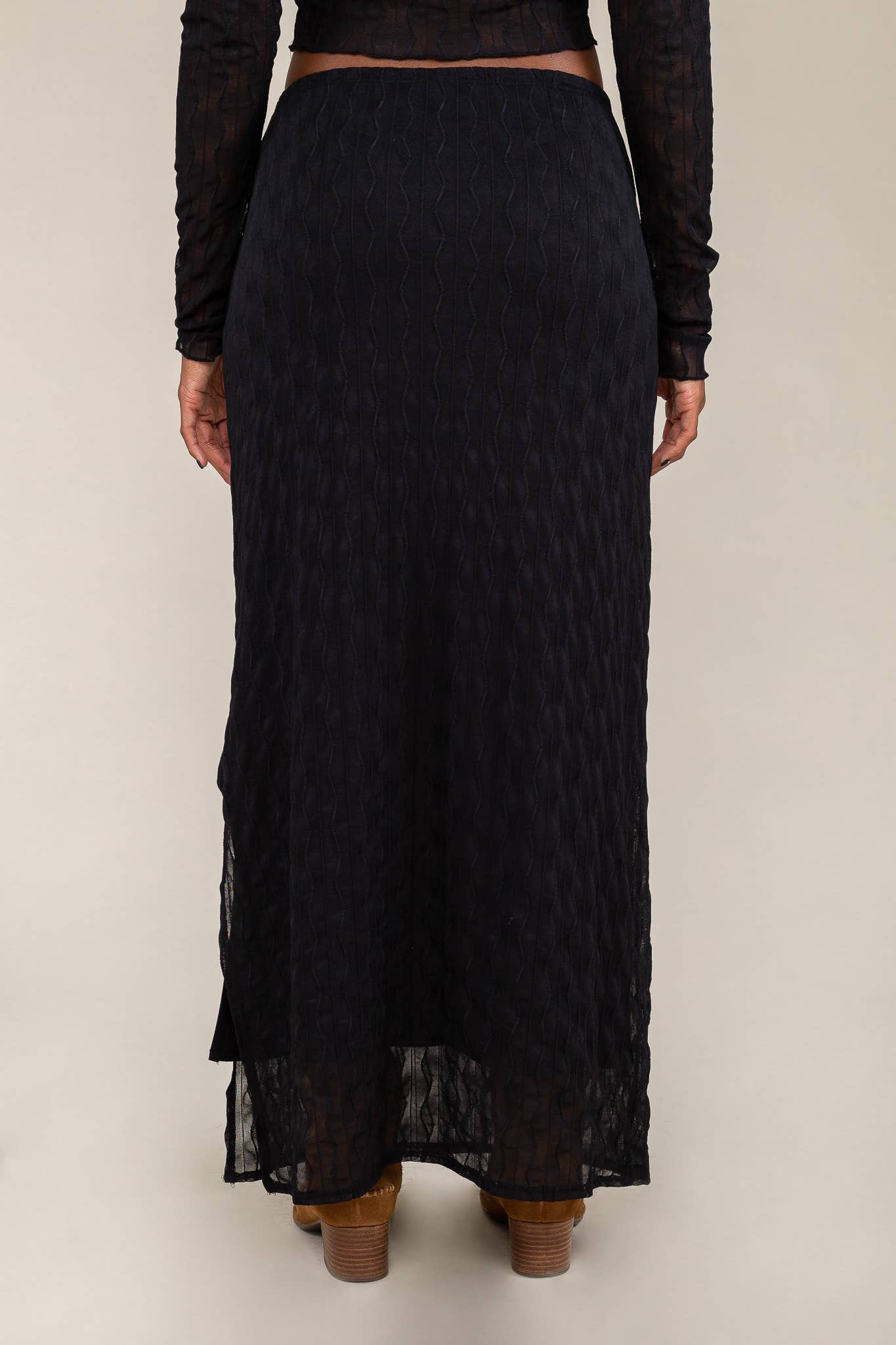 Abra Jacquard Mesh Skirt in Black