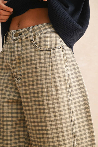 Plaid Barrel Pants