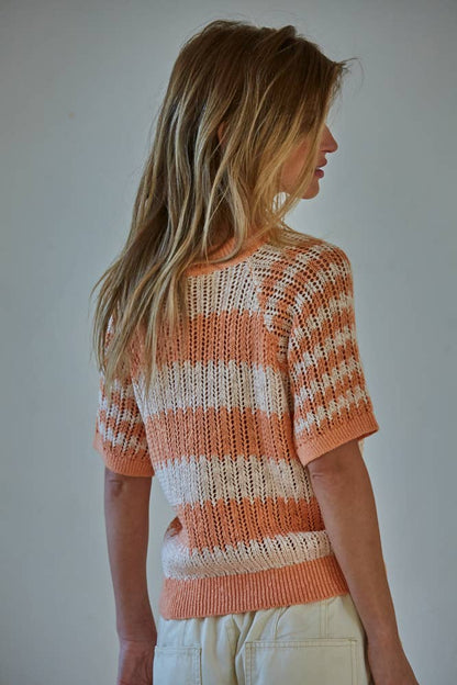 Summer By the Sea Coral Striped Sweater