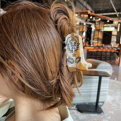 Eco Western Cowboy Boots Hair Claw Clip