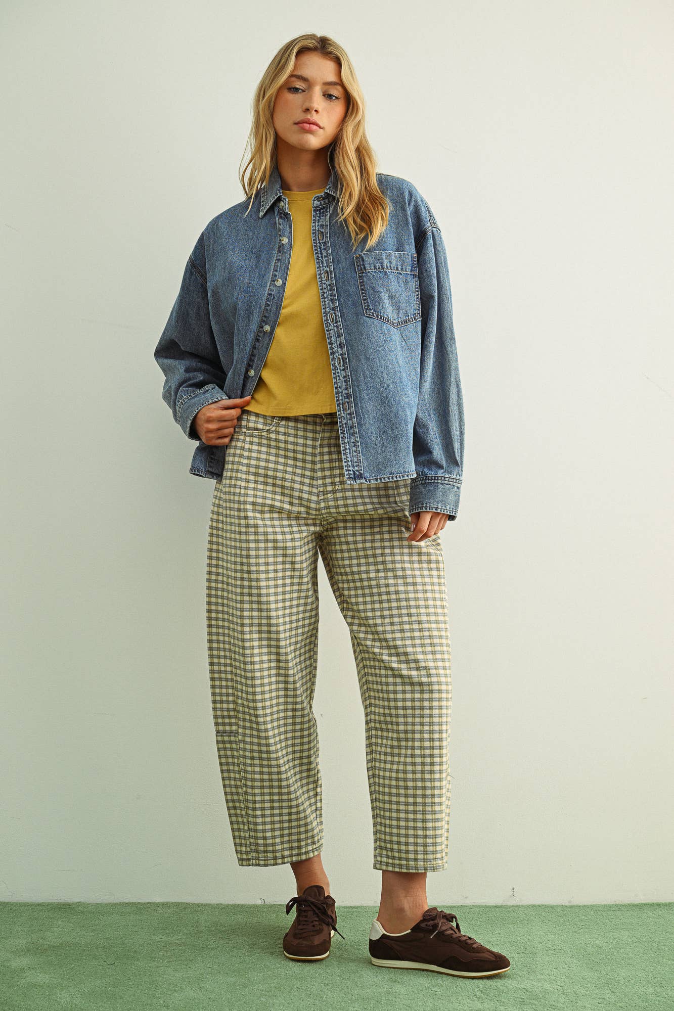 Plaid Barrel Pants