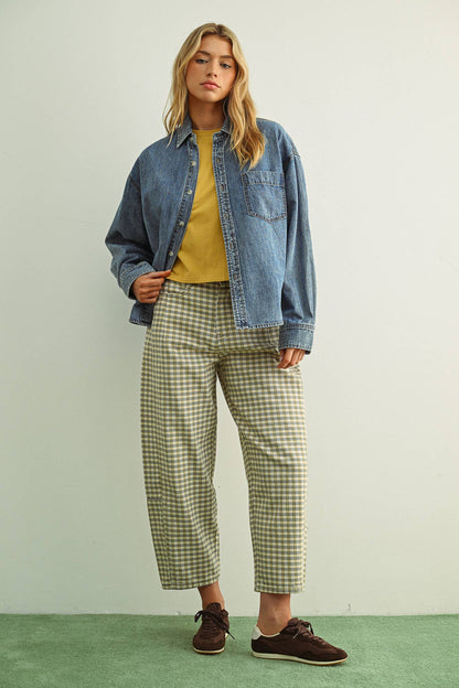 Plaid Barrel Pants