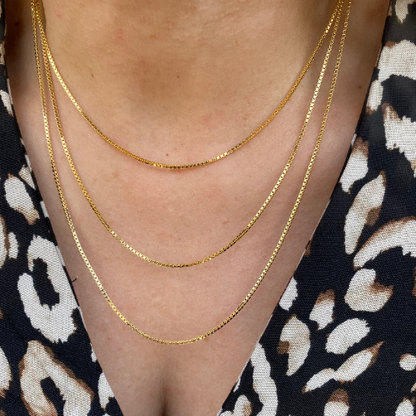 18k Gold Filled Very Thin 20" Box Chain Necklace