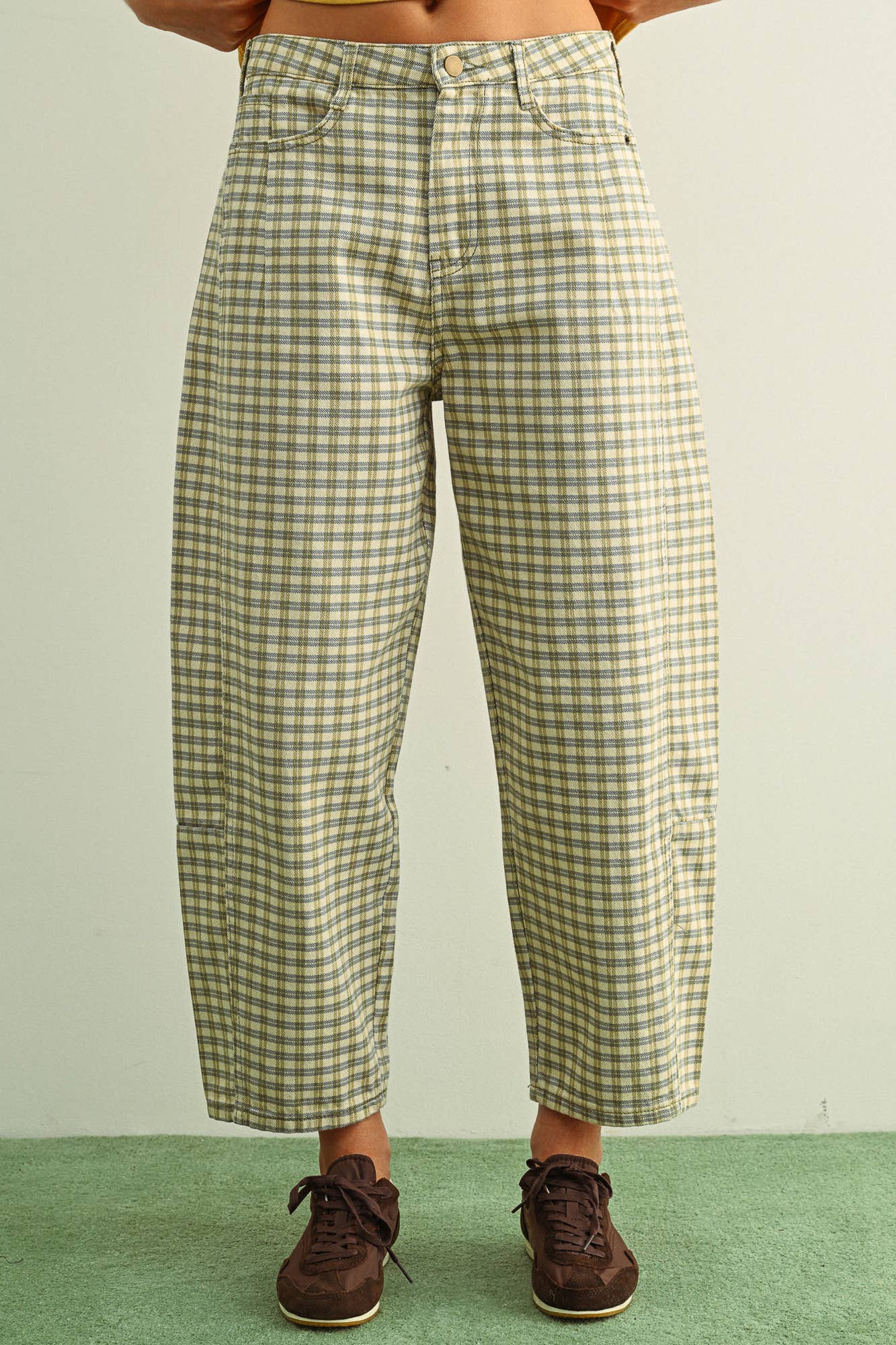 Plaid Barrel Pants