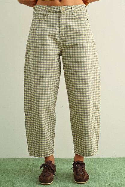 Plaid Barrel Pants