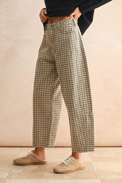 Plaid Barrel Pants