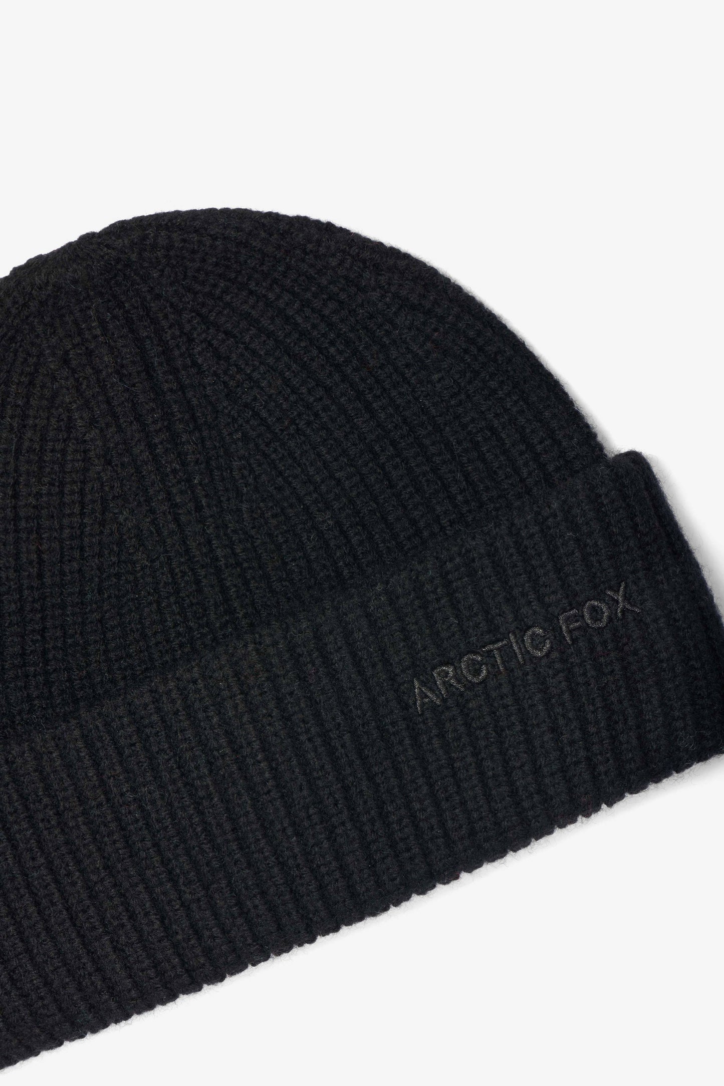 Merino Wool Embroidered Beanie - Arctic Black