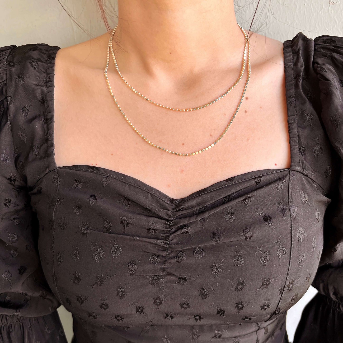 18k Gold Filled Flat Ball Chain Necklace