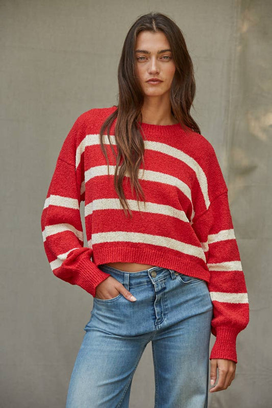 Knit Striped Crewneck Sweater